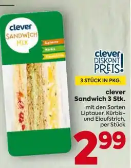 Billa clever Sandwich 3 Stk Angebot