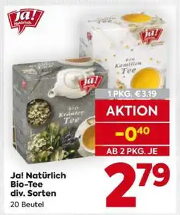 Billa Ja! Natürlich Bio-Tee div. Sorten Angebot
