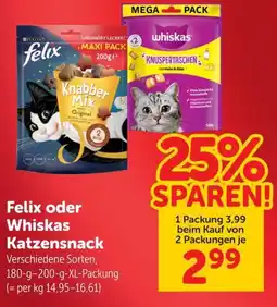 Interspar Felix oder Whiskas Katzensnack Angebot