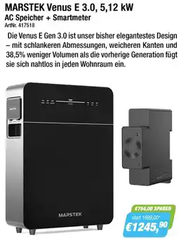 e-tec MARSTEK Venus E 3.0, 5,12 kW AC Speicher + Smartmeter Angebot