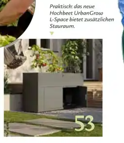 Dehner Praktisch: das neue Hochbeet UrbanGrow L-Space bietet zusätzlichen Stauraum. Angebot