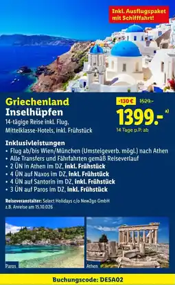 Lidl Griechenland Inselhüpfen Angebot