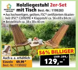 Norma Holzliegestuhl 2er-Set mit Tisch Angebot