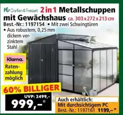 Norma 2 in 1 Metallschuppen mit Gewächshaus Angebot