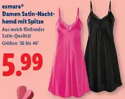 Lidl esmara Damen Satin Nachthemd mit Spitze Angebot