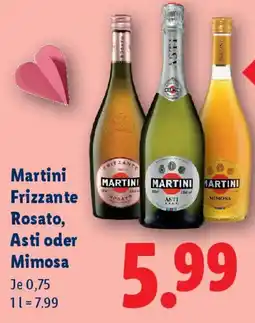 Lidl Martini Frizzante Rosato Asti oder Mimosa Angebot