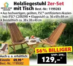 Norma Holzliegestuhl 2er Set mit Tisch Angebot