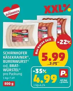PENNY Käsekrainer burenwurst od. brat würstel Angebot