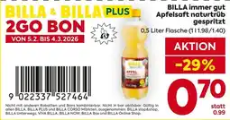 Billa BILLA immer gut Apfelsaft naturtrüb gespritzt Angebot