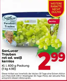Billa Sanlucar trauben rot od. weiß kernlos Angebot