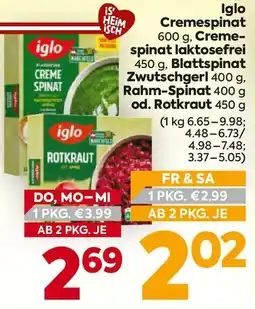 Billa Iglo Cremespinat Angebot
