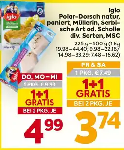 Billa Iglo polar-dorsch natur, paniert, müllerin, serbi sche art od. scholle Angebot