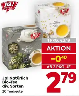 Billa Ja! natürlich bio tee Angebot
