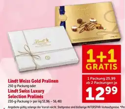 Interspar Lindt Weiss Gold Pralinen oder Lindt Swiss Luxury Selection Pralinés Angebot