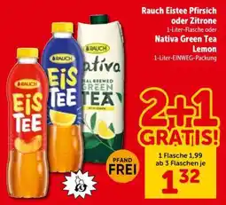 Interspar Rauch Eistee Pfirsich oder Zitrone, Nativa Green Tea Lemon Angebot
