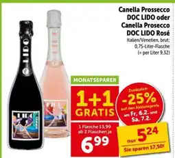 Interspar Canella Prosecco DOC LIDO oder Canella Prosecco DOC LIDO Rosé Angebot