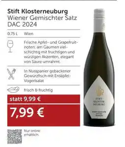 Interspar Stift Klosterneuburg Wiener Gemischter Satz DAC 2024 Angebot