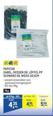 Metro PAPSTAR GABEL, MESSER OD. LÖFFEL PP SCHWARZ OD. WEISS 18,5CM Angebot