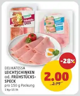 PENNY DELIKATESSA LEICHTSCHINKEN od. FRÜHSTÜCKS-SPECK Angebot