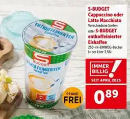 Interspar S-budget cappuccino oder latte macchiato Angebot