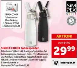 Interspar Simpex color sahnekapseln Angebot