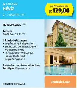 Hofer Hévíz hotel palace Angebot