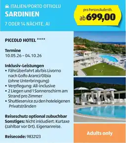Hofer Sardinien piccolo hotel Angebot