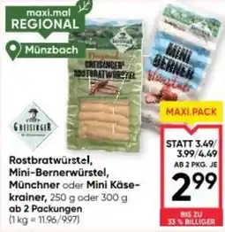 Maximarkt Rostbratwurstel, mini-bernerwürstel, münchner oder mini käse krainer Angebot
