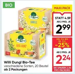 Maximarkt Willi Dungl Bio Tee Angebot