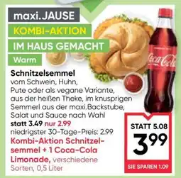 Maximarkt Kombi-Aktion Schnitzelsemmel + 1 Coca-Cola Limonade Angebot
