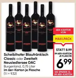 Maximarkt Scheiblhofer Blaufränkisch Classic oder Zweitelt Neusiedlersee DAC Angebot