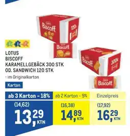 Metro Lotus Biscoff Karamellgebäck 300 Stk od. Sandwich 120 Stk Angebot