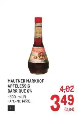 Metro MAUTNER MARKHOF APFELESSIG BARRIQUE 6% Angebot