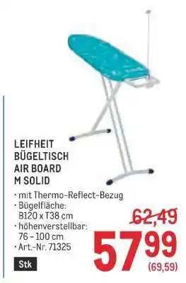 Metro LEIFHEIT BÜGELTISCH AIR BOARD M SOLID Angebot