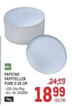 Metro PAPSTAR PAPPTELLER PURE Ø 26 CM Angebot