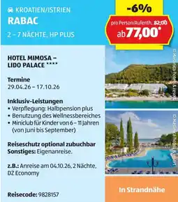 Hofer Rabac hotel mimosa lido palace Angebot