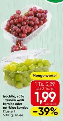 Spar Trauben weiß kernlos oder rot/blau kernlos Angebot