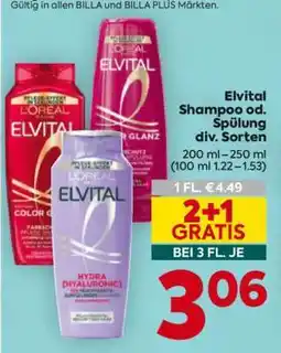 Billa Elvital Shampoo od. Spülung div. Sorten Angebot