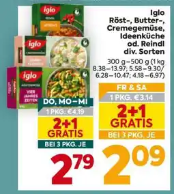 Billa Iglo Röst-, Butter-, Cremegemüse, Ideenküche od. Reindl div. Sorten Angebot