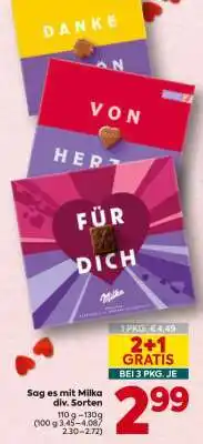 Billa Sag es mit Milka div. Sorten Angebot