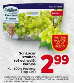 Billa SanLucar Trauben rot od. weiß, kernlos Angebot