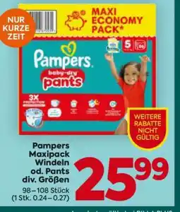 Billa Pampers Maxipack Windeln od. Pants div. Größen Angebot