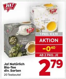 Billa Ja! Natürlich Bio-Tee div. Sorten Angebot