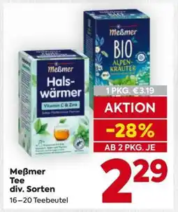 Billa Meßmer Tee div. Sorten Angebot