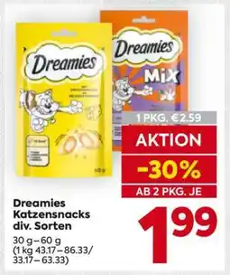 Billa Dreamies Katzensnacks div. Sorten Angebot