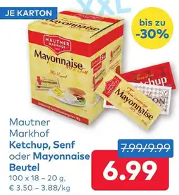 T&G Mautner Markhof Ketchup, Senf oder Mayonnaise Beutel Angebot