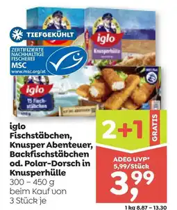 ADEG Fischstäbchen, Knusper Abenteuer, Backfischstäbchen od. Polar-Dorsch in Knusperhülle Angebot