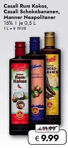 Travel FREE Casali Rum Kokos, Casali Schokobananen, Manner Neapolitaner Angebot