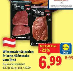 Lidl Wiesentaler Selection Frische Hüftsteaks vom Rind Angebot