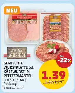 PENNY Gemischte wurstplatte od. käsewurst im pfeffermantel Angebot